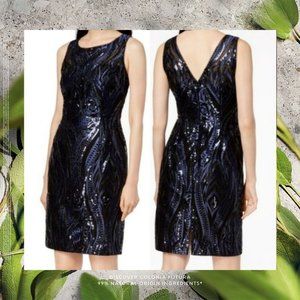 $249 NWT CALVIN KLEIN Navy sequins mini dress 8 M
